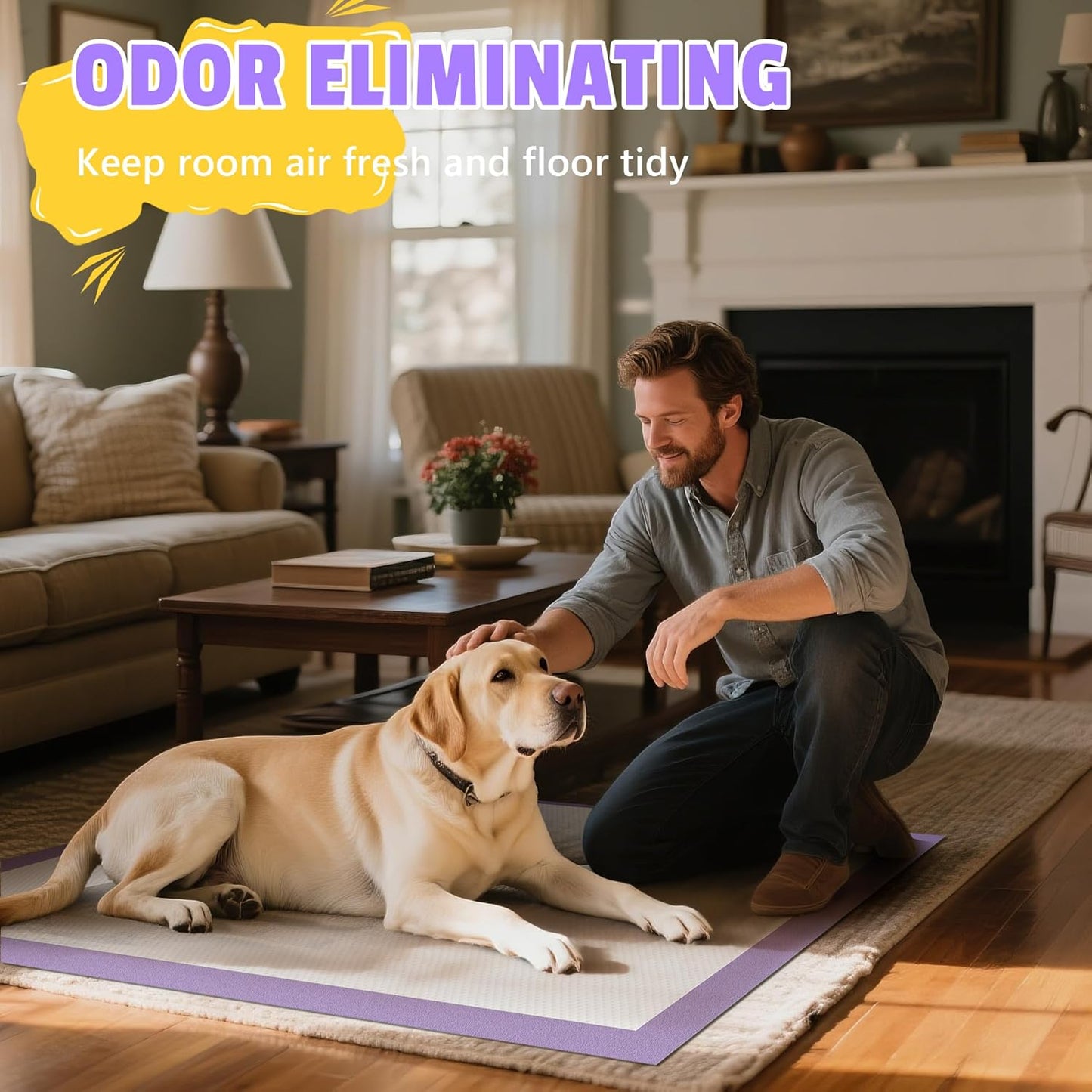 Boscute Lavender Scented Thicken 6 Layers Heavy Absorbent 30"x36" Pet Training Dog Pee Pads, Extra Large Polymer Leak-Proof Quick Dry Puppy Pee Pads, Disposable Pee Pads for Dogs Cats Rabbit 45Counts