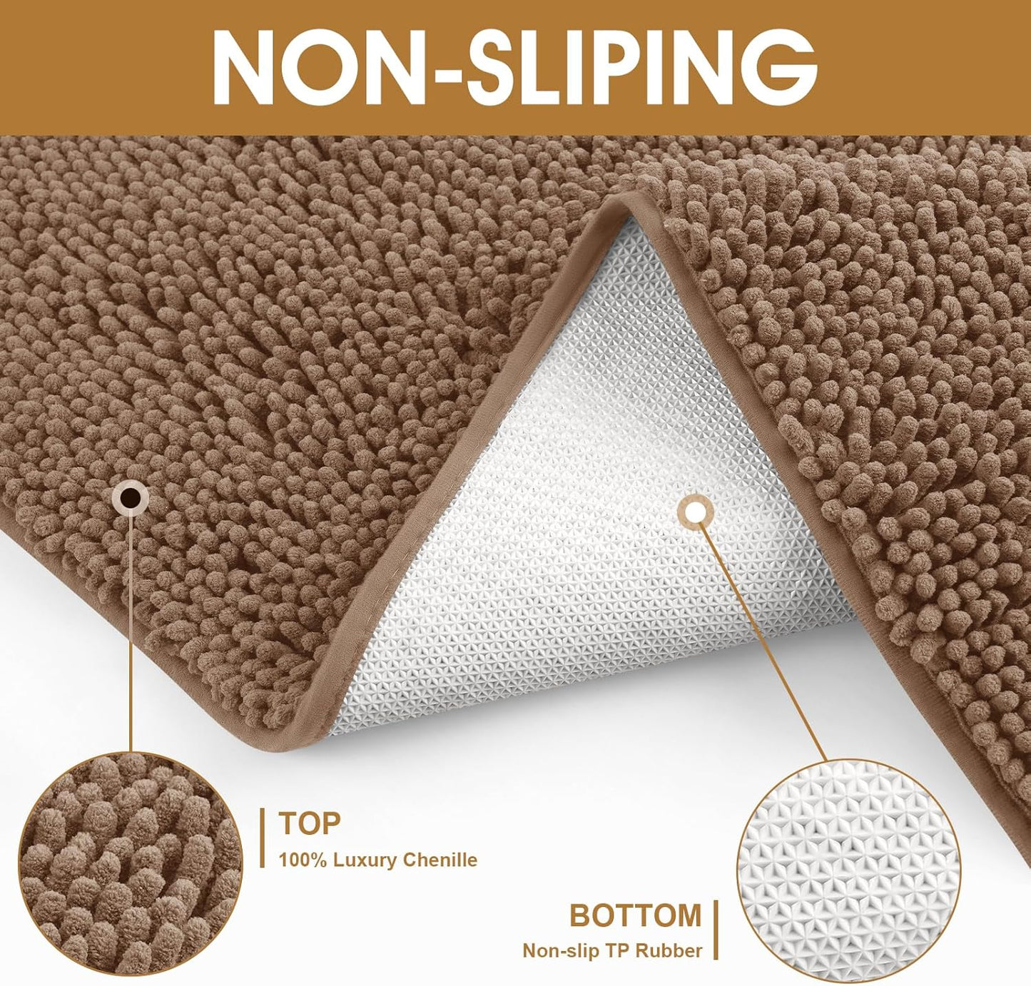 IM HOME Extra Large Dog Door Mats for Muddy Paws, Chenille Absorbent Dog Mats, Non Slip Heavy Mud Mat for Dogs, Soft Pet Mat for Entryway, Mud Paws, Inside Floor,71" x 25", Camel