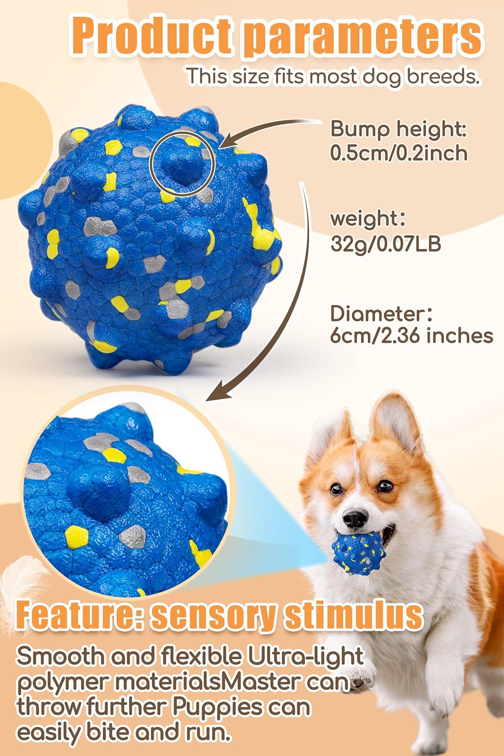 2.36'' Dog Balls for Dogs Aggressive Chewers Indestructible Tennis Durable Bouncy Interactive Dog Toy Balls for Fetch Game Floating Training(Blue Medium)