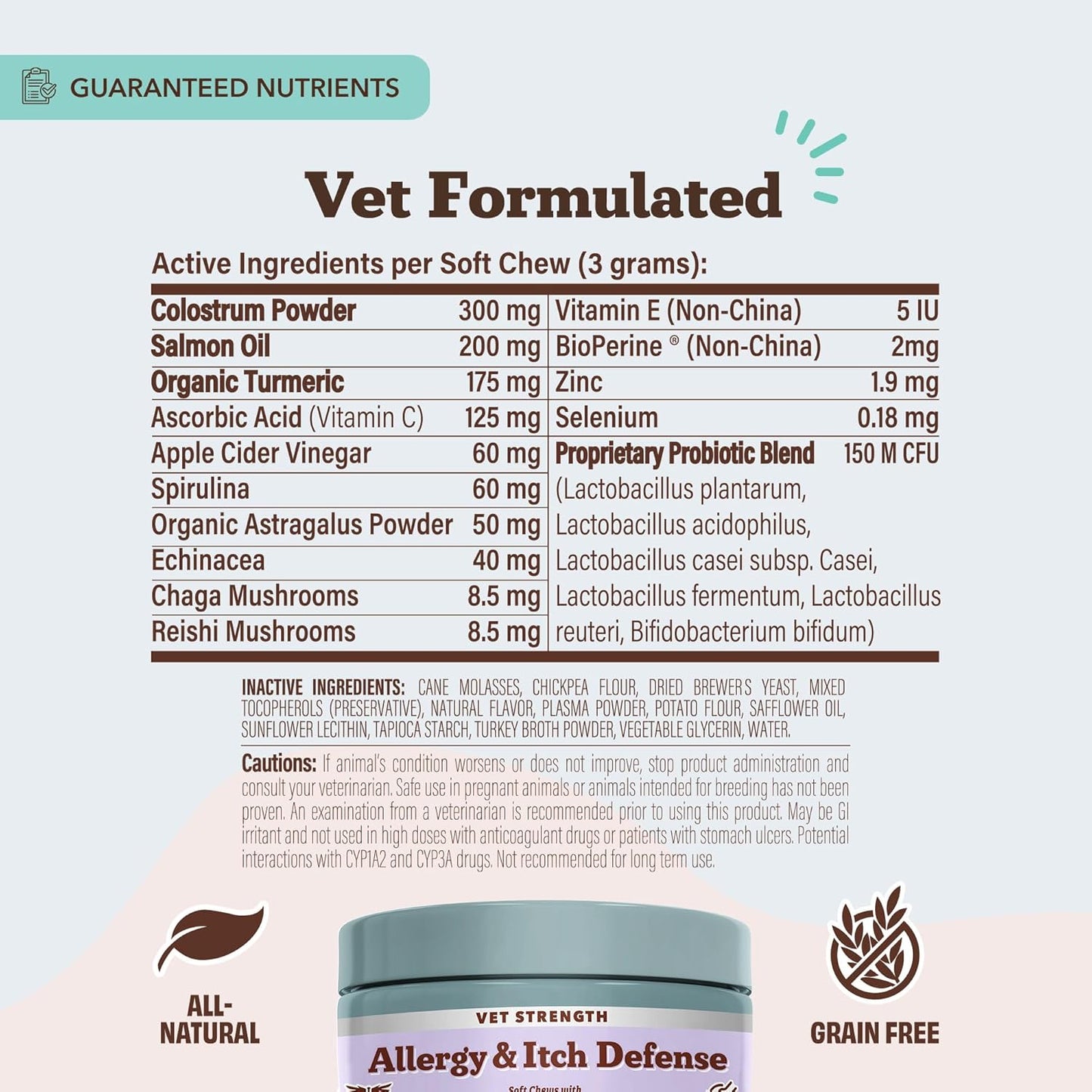 Natural Dog Company Aller Immune Chews 90 ct, Vet Strength High-Concentration Senior Dog Allergy Relief with 2.4X Colostrum, 2X Salmon Oil & 1.5X Probiotics, Supports Immune, Skin, Coat & Gut Health