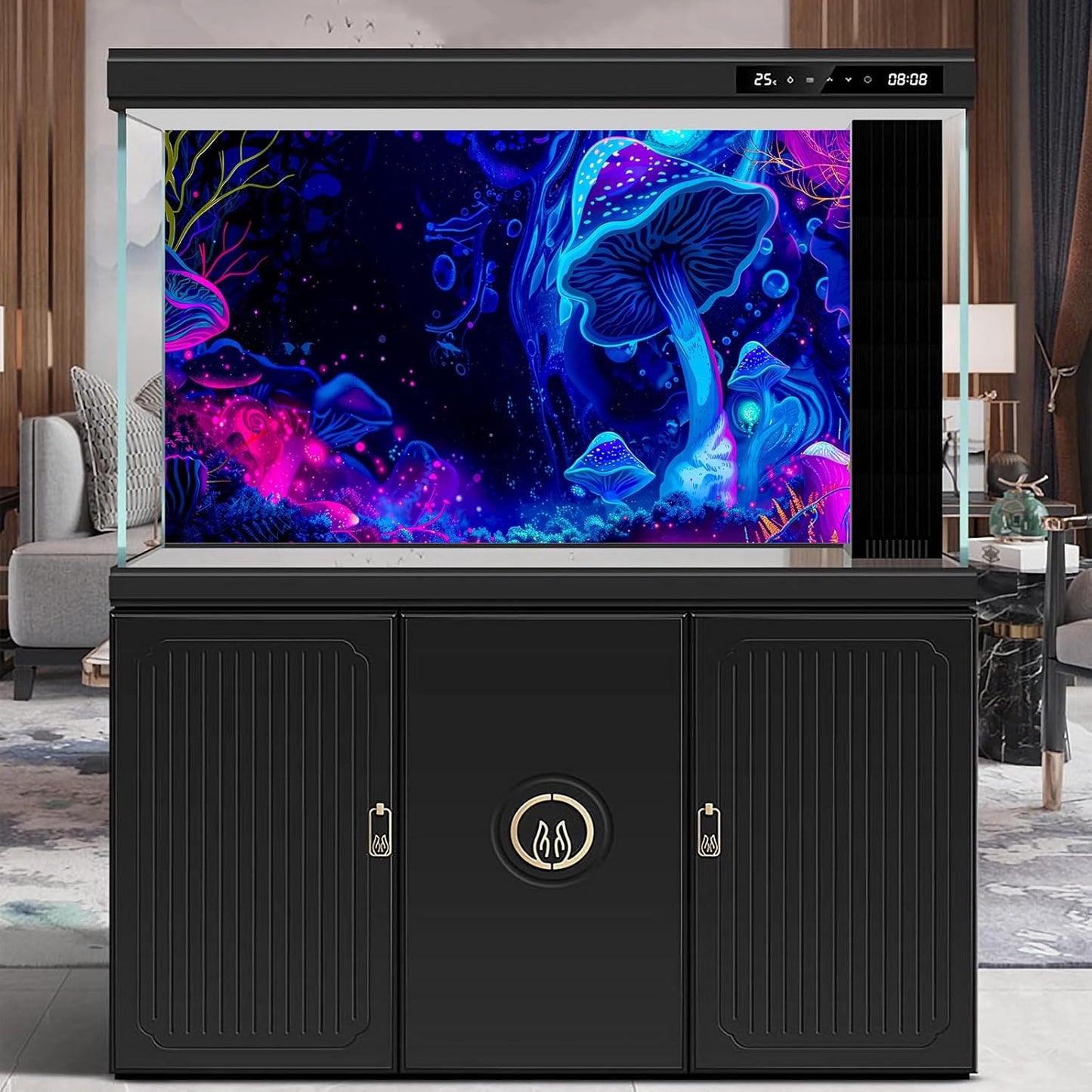 Fantasy Mushroom Forest Aquarium Background Abstract Cartoon Mushroom Reptile Tank Backgrounds Vibrant Jungle Mushrooms Theme Fish Tank Background Magic Mushrooms Reptile Enclosure Backgrounds 36x18in