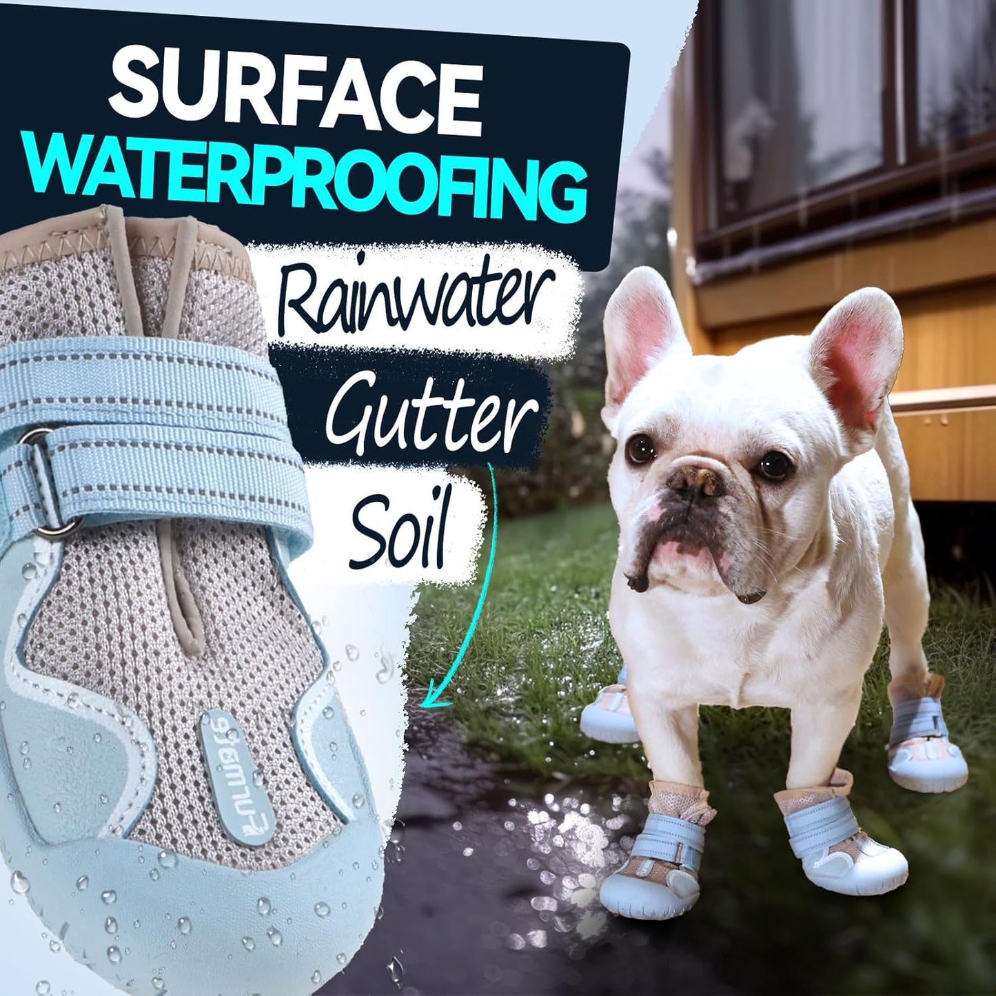 Dog Shoes for Large Small Medium Dogs, Breathable Mesh Dog Boots & Paw Protectors for Summer Hot Pavement Winter Snow, Waterproof Anti-Slip Dog Booties for Hiking Hardwood Floors(Blue-Beige6)