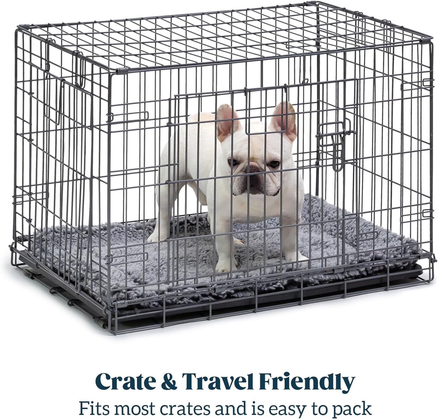 Stoutwool Indestructible Dog Bed - Fluffy Chew Proof Dog Crate Pad - Tough Kennel Pad for Aggressive Chewers - Ideal for Extra Small Breeds & Fits 22-Inch Crate - 21"x12", Charcoal