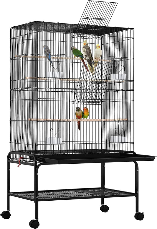 Yaheetech 53'' Large Bird Cage Budgie Cage for Parakeets Cockatiels Conures Lovebirds Parrots with Rolling Stand