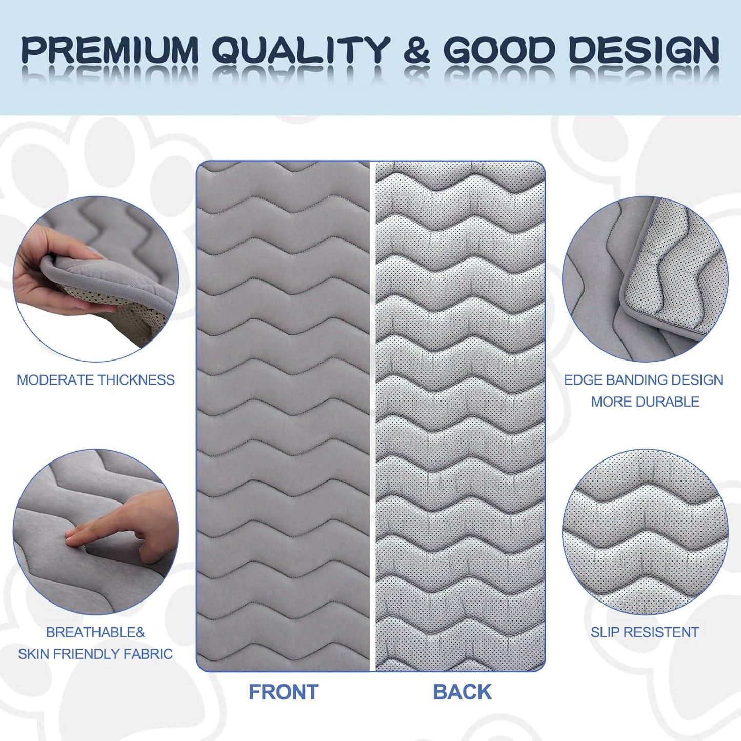 Bubble bear Dog Crate Mat - Upgraded Thick, Ultra Soft, Washable & Anti-Slip Kennel Pad for Small/Medium/Large Dogs, Dark-Hued to Hide Stains (30"x19")