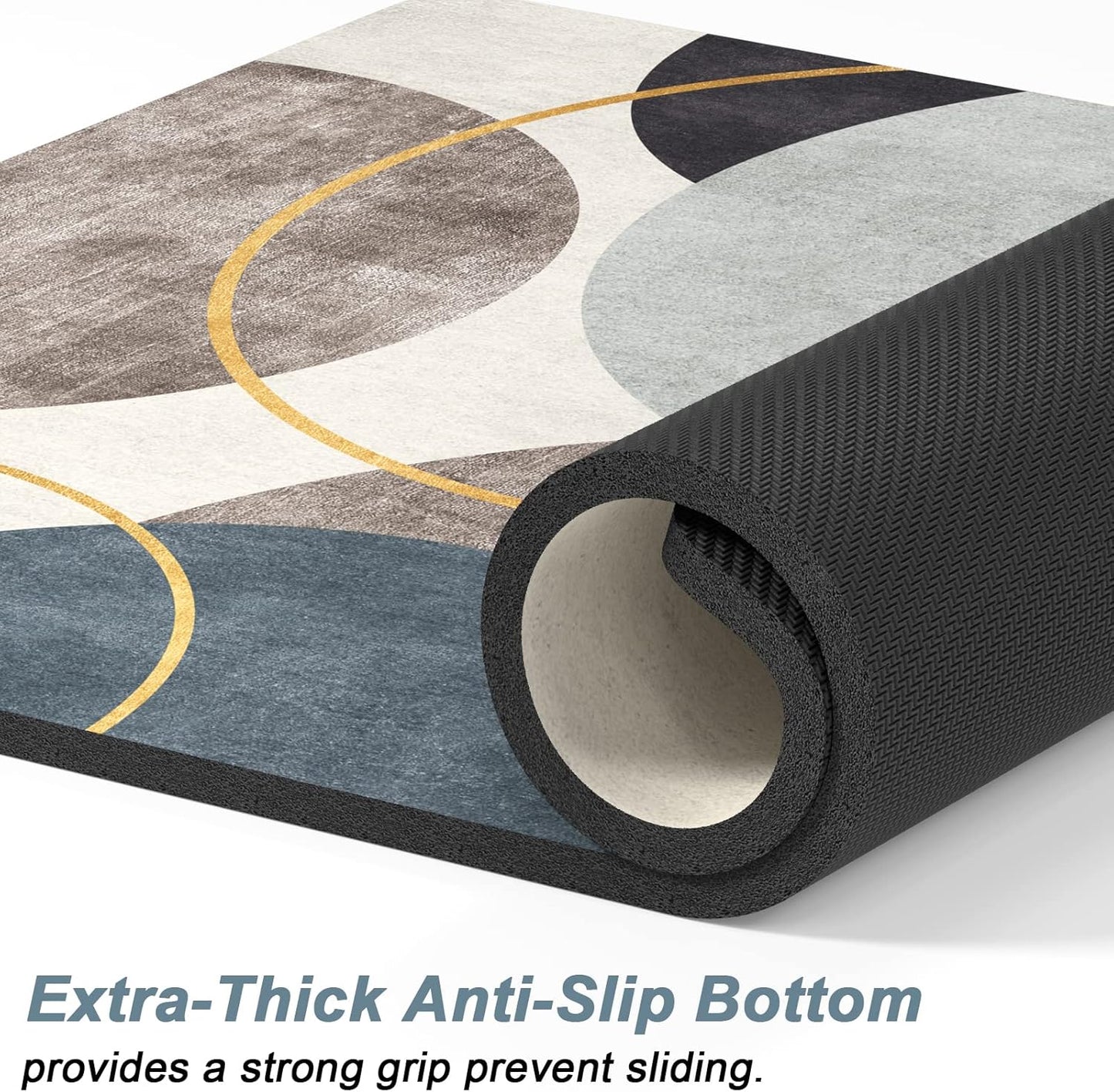 Rnivvi Dog Food Mat, 12" x 19" Boho Absorbent Dog Cat Bowl Mat for Food and Water, Cute Anti-Slip Rubber Pet Feeding Rug Protect Floors, Puppy Placemat for Feeding & Watering Supplies, Abstract Circle