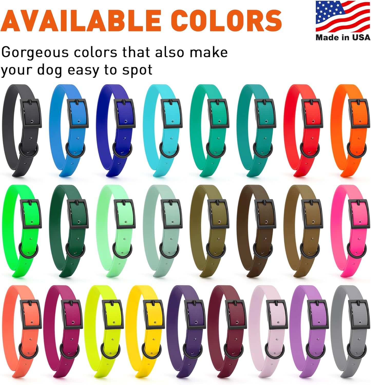 Dogline Biothane Waterproof Dog Collar Strong Coated Nylon Webbing with Black Hardware Odor- Proof for Easy Care Easy to Clean High Performance Fits Small Medium or Large Dogs, Sea Foam Green