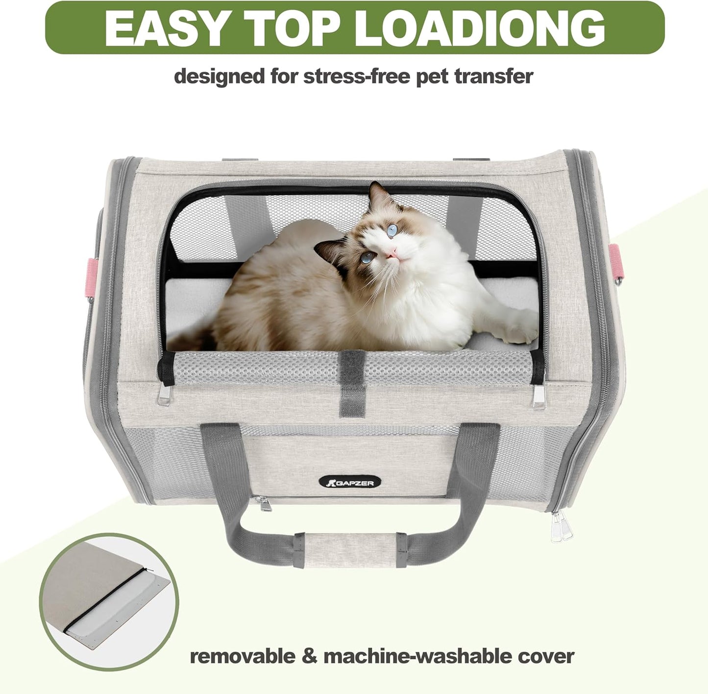 Cat Carrier American Airline Approved 18x11x11, Top Opening Sturdy Soft Pet Carrying Bag See Through, Mini Dog Hard Bottom Crate Kennel Case, 4-Side-Ventilation Mesh Cage Toy Poodle Biege