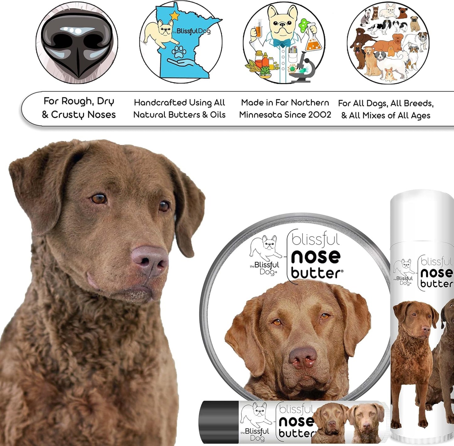 The Blissful Dog Chesapeake Bay Retriever Unscented Nose Butter, 8-Ounce