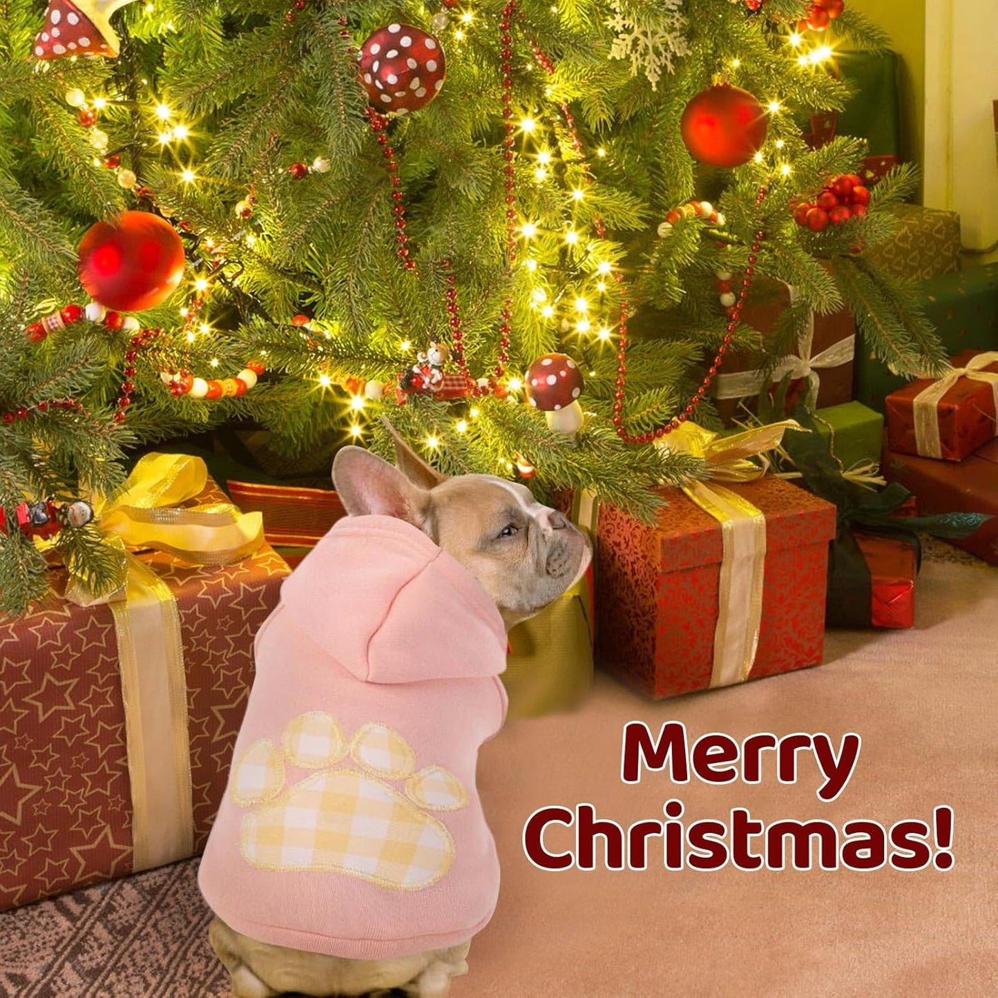 SAWMONG Dog Hoodie,Flannel Pet Hooded Sweater with Hat Puppy Pullover Sweater Shirt,Dog (Pink,L)