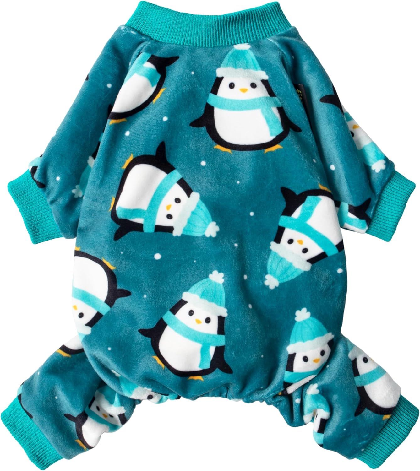 Fitwarm Cute Penguin Dog Pajamas, Dog Winter Clothes for Small Dogs Girl Boy, Cozy Dog Onesie, Soft Pet Jammies, Doggy Apparel, Teal Blue, XXL