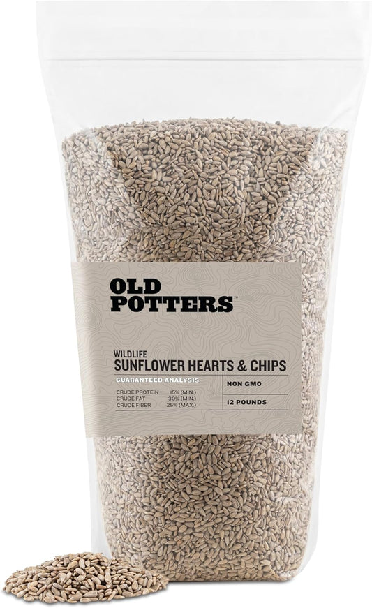 Wildlife Sunflower Hearts & Chips for Bird Feeding and Wildlife Bird attracting, Non-GMO and USA Grown, 12 lbs