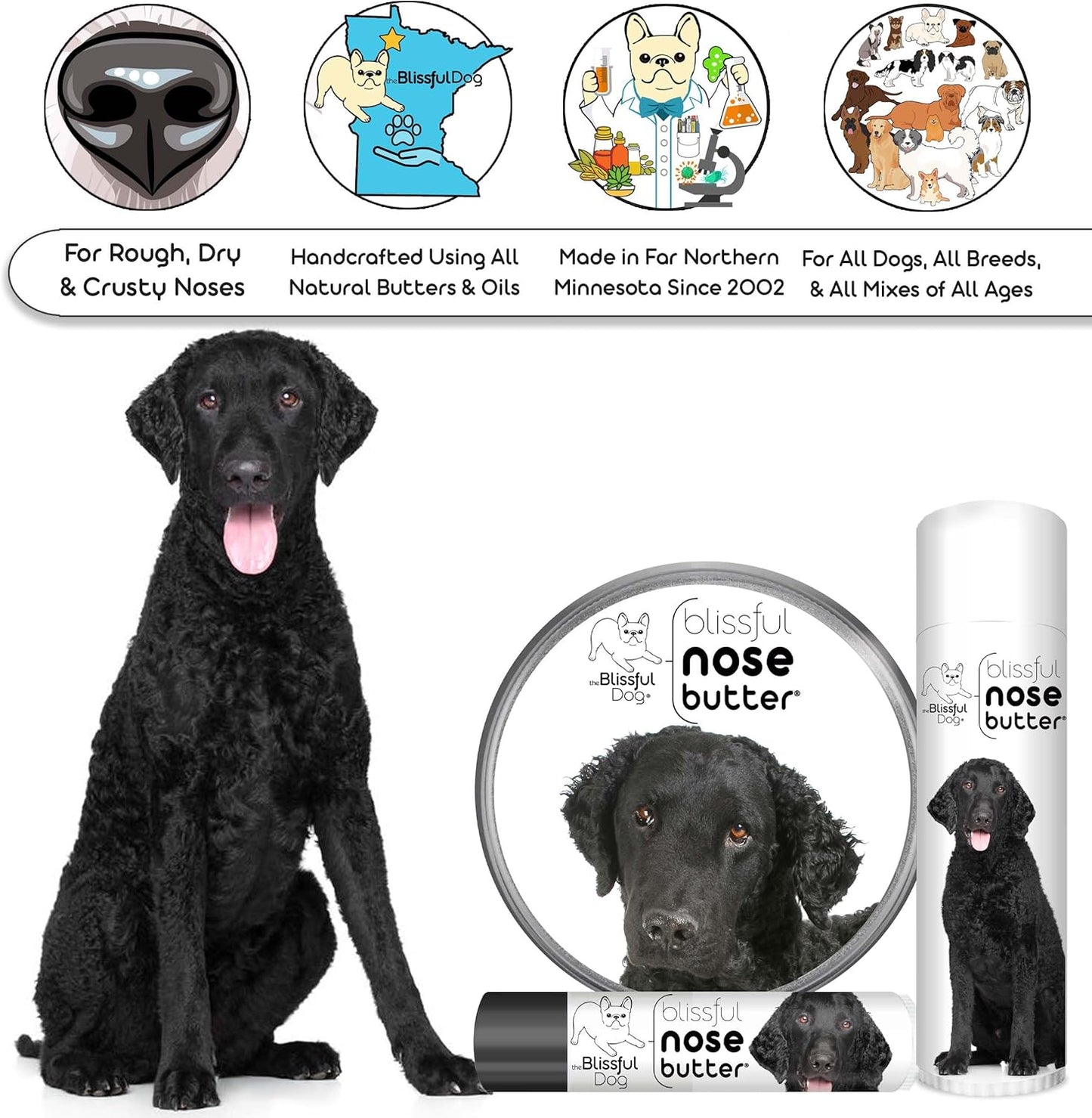 The Blissful Dog Curly-Coat Retriever Unscented Nose Butter, 0.50-Ounce