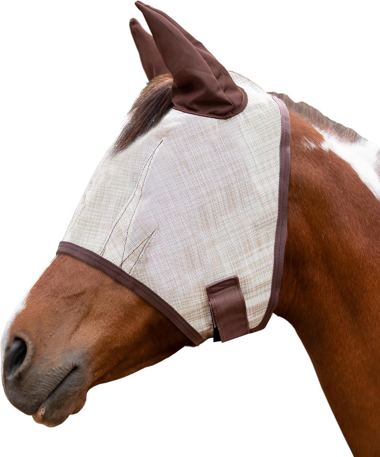Kensington Signature Fly Mask w/Web Trim, Soft Mesh Ears & Forelock Opening Size: M-Small Horse Color: 500 - Desert Sand