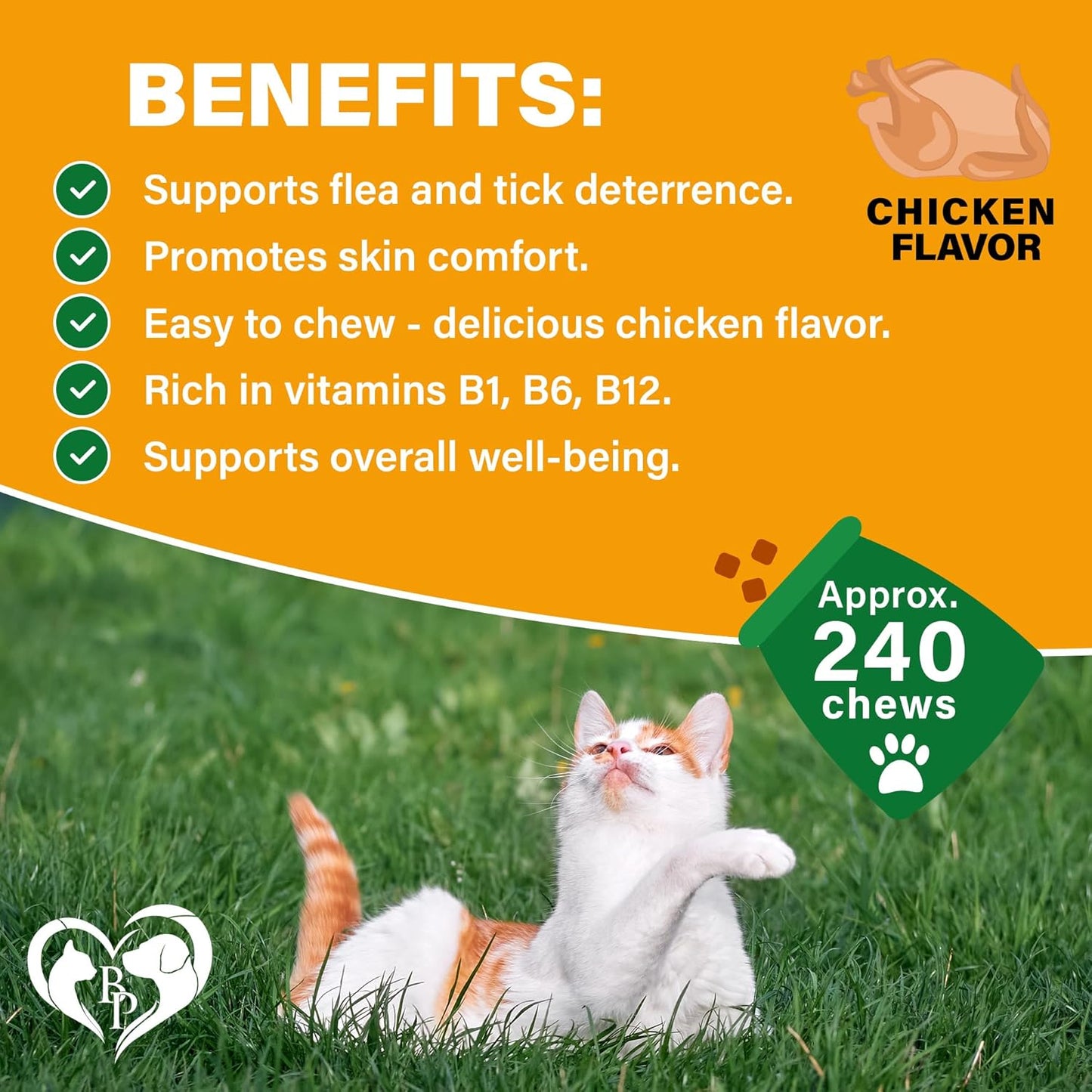 Flea and Tick Prevention Chewable Pills for Dogs and Cats - Revolution Oral Flea Treatment for Pets - Pest Control & Natural Defense - Chewables Small Tablets Made in USA (Chicken (for Cats))