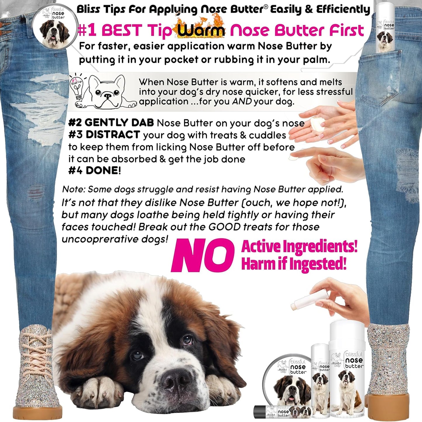 The Blissful Dog Saint Bernard Unscented Nose Butter - Dog Nose Butter, 2 Ounce