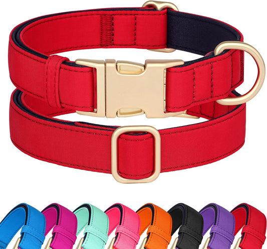 Didog Soft Padded Dog Collar for Large Dogs, Colorful and Durable Pet Collar with Quick Release Buckle, Light and Breathable for Daily Walking, Red, L