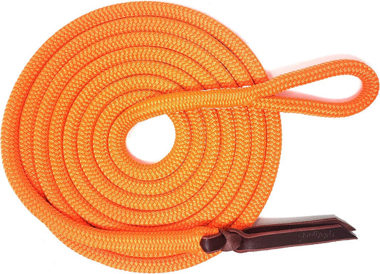 Double Braid Lead Rope with Eye Splice Loop, 12-14FT Lengths (Neon Orange, 12 ft.)