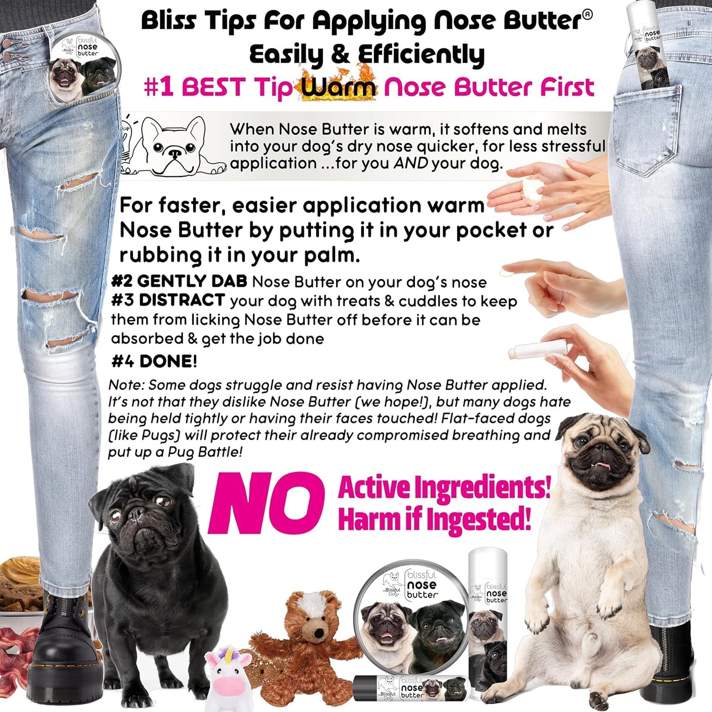 The Blissful Dog Black Pug Unscented Nose Butter, 16oz