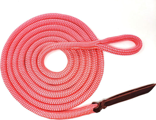 Double Braid Lead Rope with Eye Splice Loop, 12-14FT Lengths (Pink, 14 ft.)