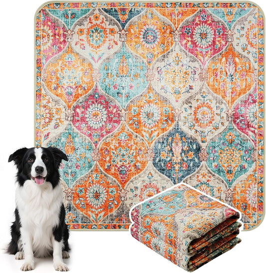 HAOCOO Washable Pee Pads for Dogs, (2 Pack) 3Ft x 3Ft Reusable Puppy Training Pads Super Absorbent Waterproof Whelping Pads,Orange Non-Slip Leakproof Potty Pads for Pet Housebreaking