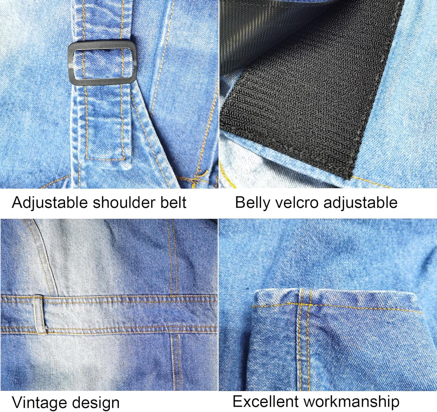 Classic Dog Jeans Overall for Medium Large Dogs,Pet Denim Jumpsuit Onesies Clothes Costumes for All-Match,Blue Vintage Washed Blue Pants Outfits