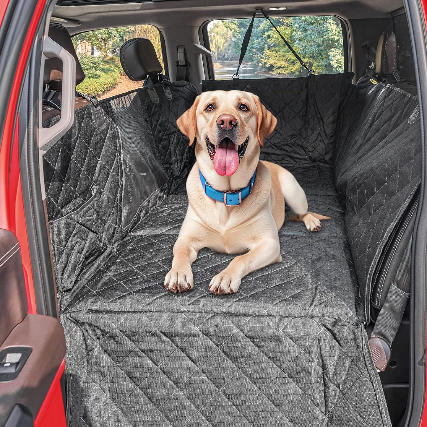 Tough Truck Dog Seat Cover for Back Seat, Dog Hammock for Car Extender with Hard Bottom,Rip-Stop 100% Waterproof Pet Seat Protector for F150/RAM1500/Silverado
