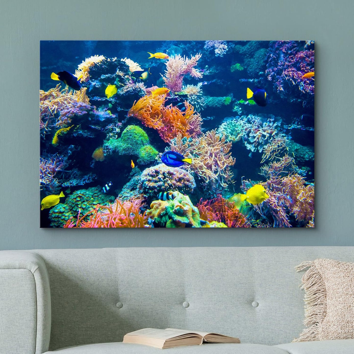 wall26 Canvas Print Wall Art Vibrant Multicolor Coral Reef Fish Ecosystem Nature Animals Photography Realism Rustic Scenic Landscape Wilderness Colorful for Living Room, Bedroom, Office - 16"x24"