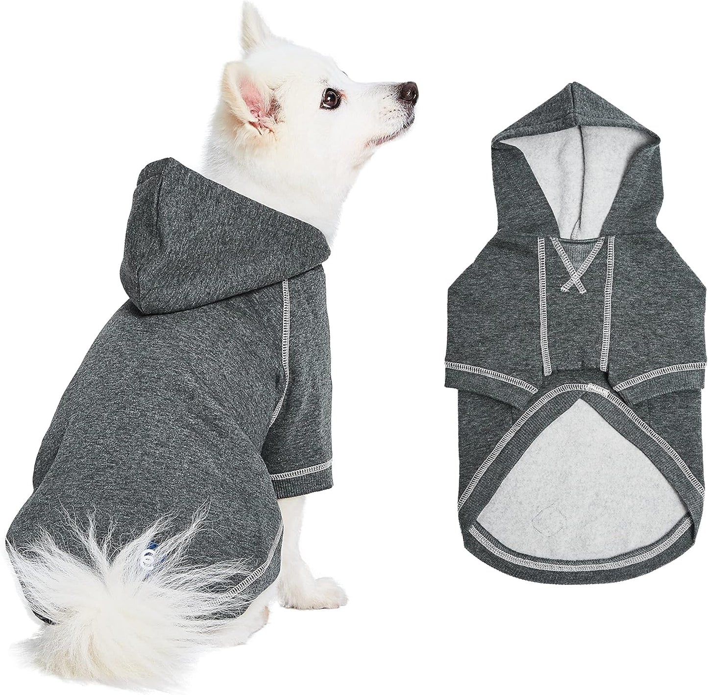 Blueberry Pet Essentials Soft & Comfy Better Basic Cotton Blend Dog Hoodie Sweatshirt in Charcoal Grey, Back Length 18", Pack of 1 Jacket for Dogs