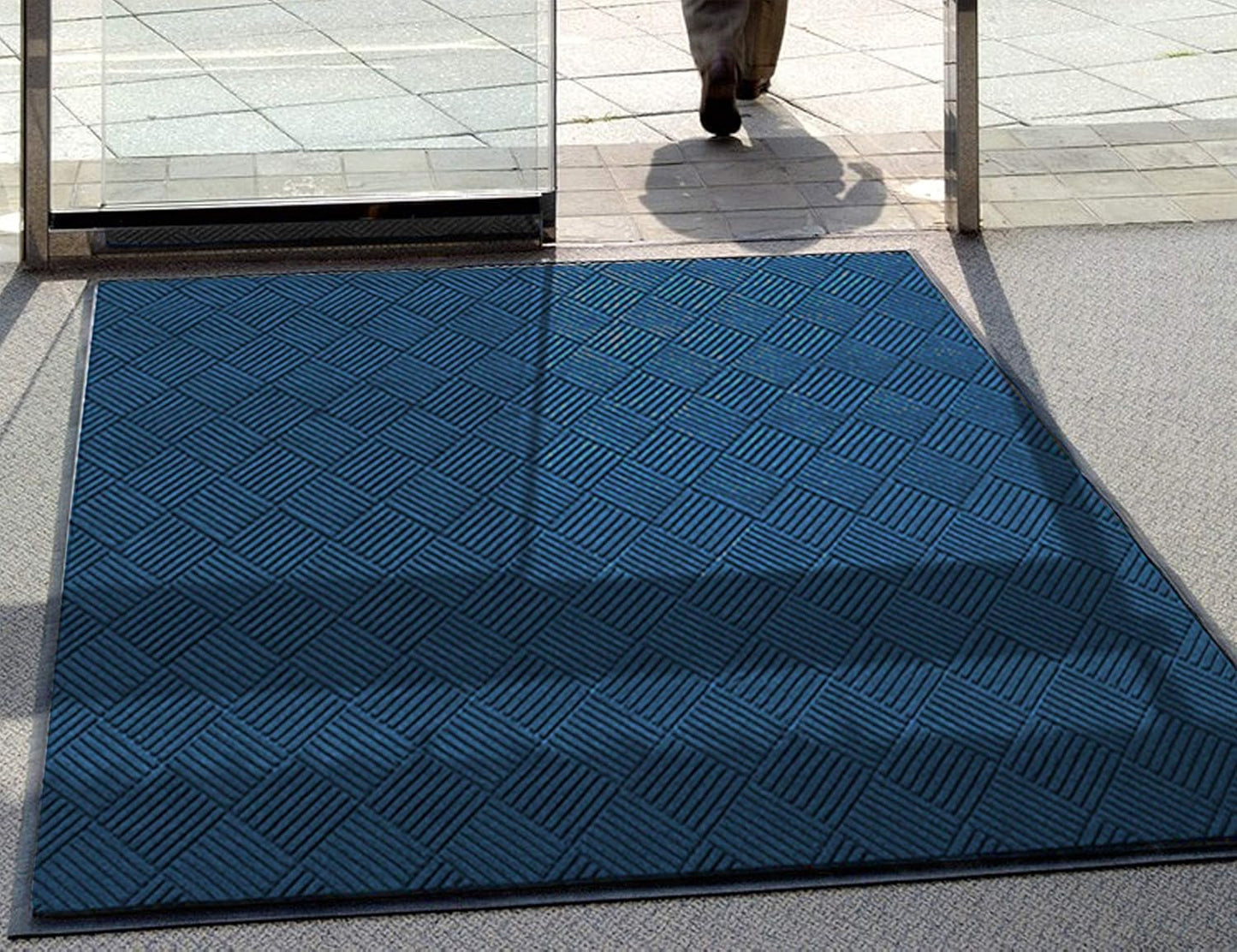 M+A Matting WaterHog Diamond | Commercial-Grade Entrance Mat with Rubber Border – Indoor/Outdoor, Quick Drying, Stain Resistant Door Mat (Navy, 4' x 8')