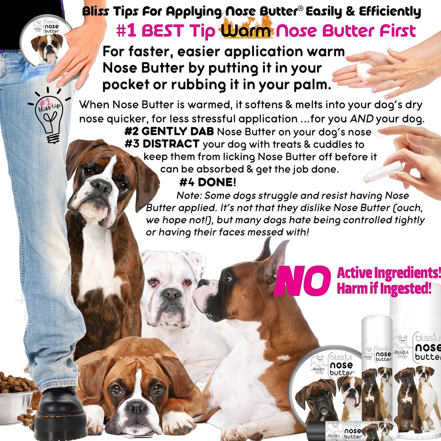 The Blissful Dog White Boxer Unscented Nose Butter, 2 oz Tube