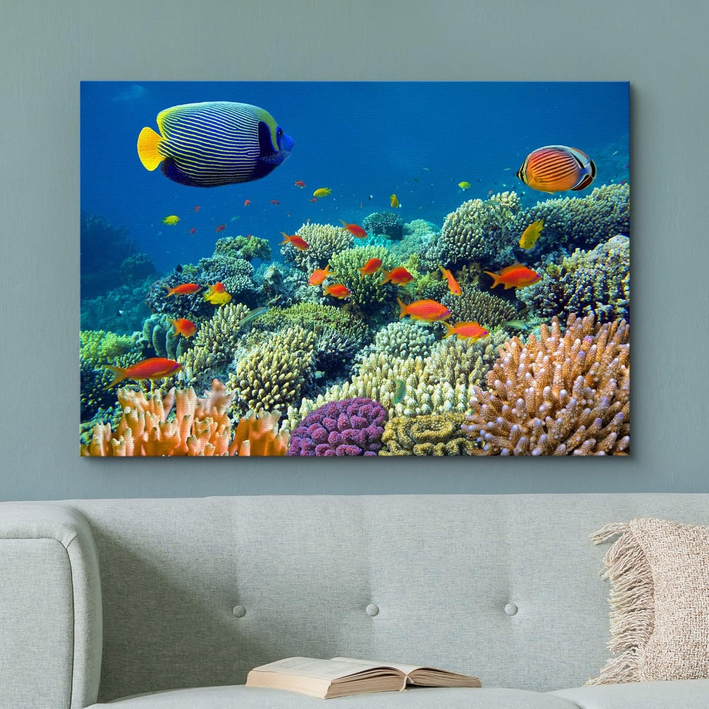 wall26 Canvas Print Wall Art Tropical Underwater Sea Coral Reef Fish Nature Animals Photography Realism Rustic Scenic Landscape Wilderness Earth Colorful for Living Room, Bedroom, Office - 32"x48"