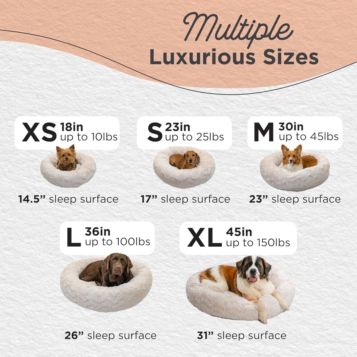 Best Friends by Sheri Original Calming Donut Dog and Cat Bed, Lux Faux Fur, Oyster, (23in x 23in) - Anxiety Relief for Pets Up to 25 lbs