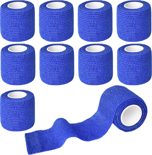 9 Pack 2" x 5 Yards Self Adhesive Bandage Wrap Self Stick Wrap for Ankle, Wrist, Finger, Sports, Breathable Cohesive Vet Tape for Pets (D Dark Blue)
