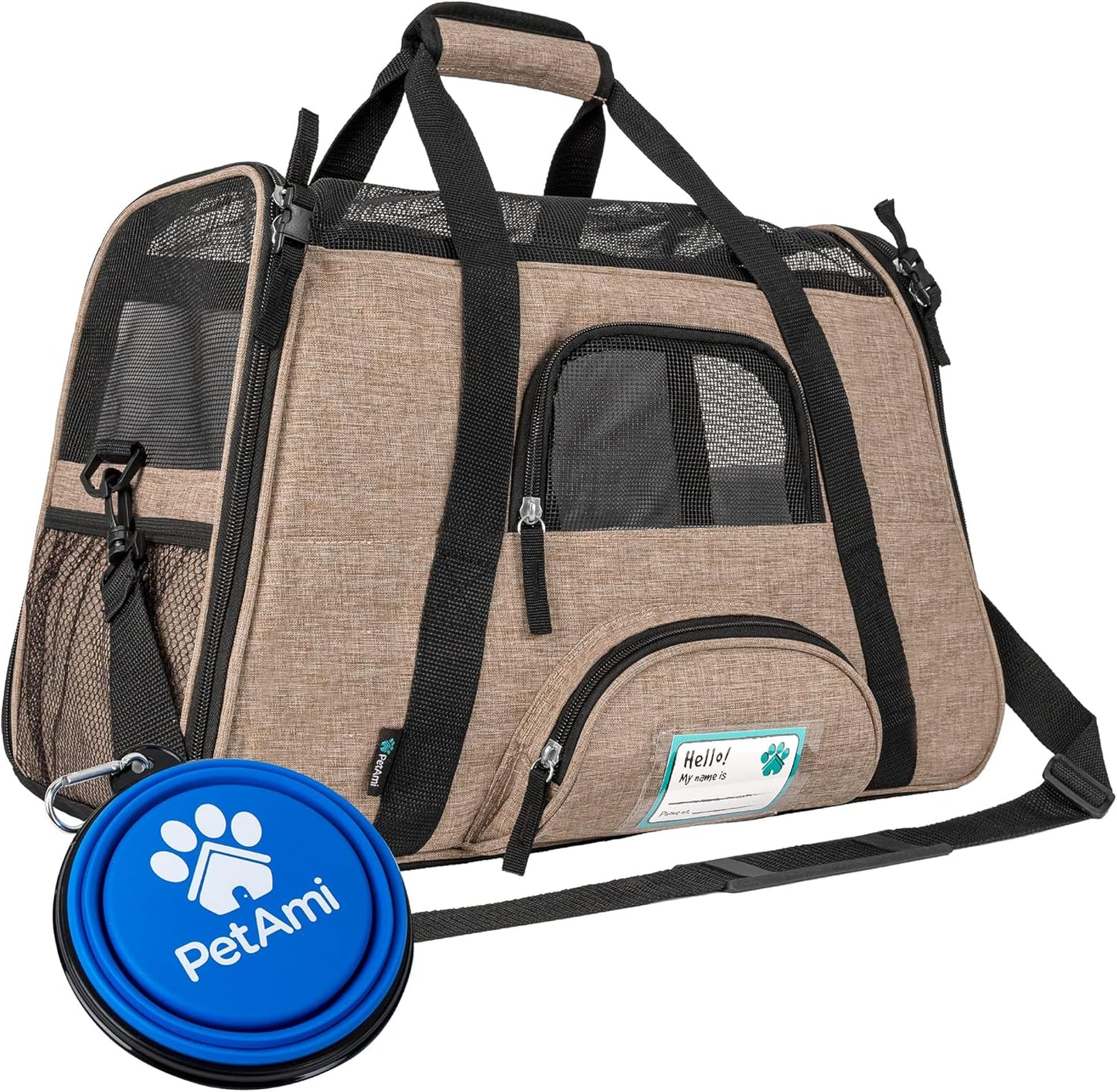 PetAmi Airline Approved Pet Carrier for Cat, Soft Sided Dog Carrier for Small Dog, Cat Travel Supply Accessories Indoor Cat, Ventilated Carrying Bag Medium Large Kitten Puppy, Small Heather Taupe