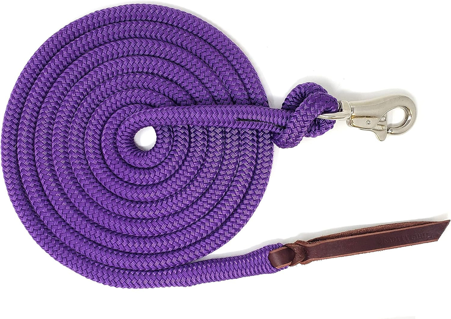 Premium 1/2" Samson EQ Yacht Braid Lead Rope with Nickel Trigger Bull Snap. Option for 12ft, 14ft and 16ft Lengths (Purple, 16 FT)