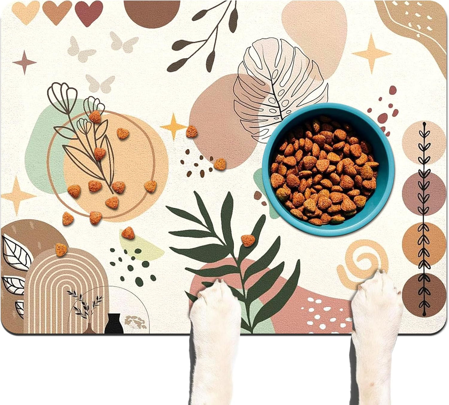 Pet Feeding Mat for Floors Waterproof Dog Mat for Food and Water Absorbent Quick Dry Non Slip mat for Cat Bowls