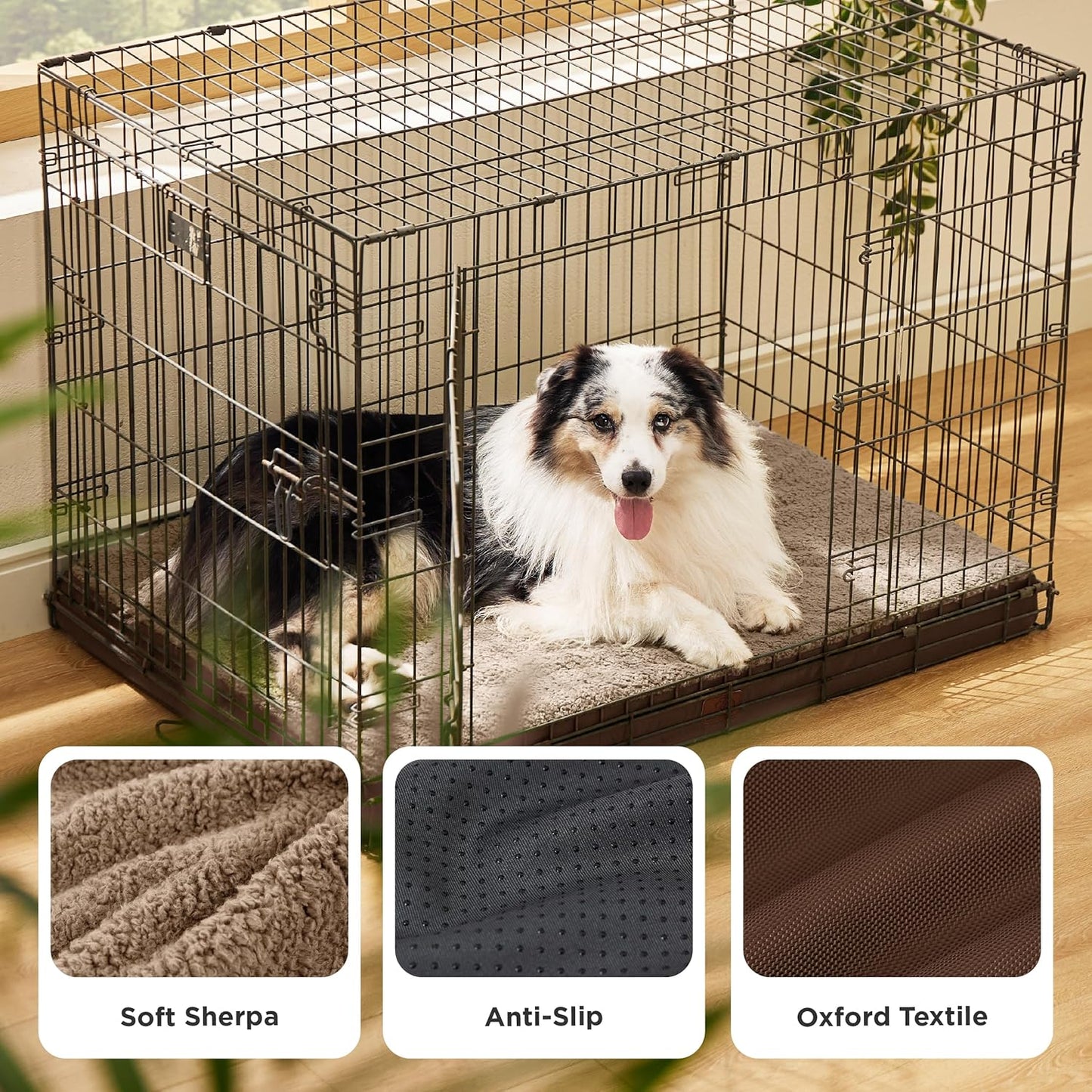 Bedsure XL Dog Bed for Crate - Large Orthopedic Flat Pet Beds with Removable Washable Cover, Egg Crate Foam Crate Mat, Suitable for Pet Up to 90 lbs
