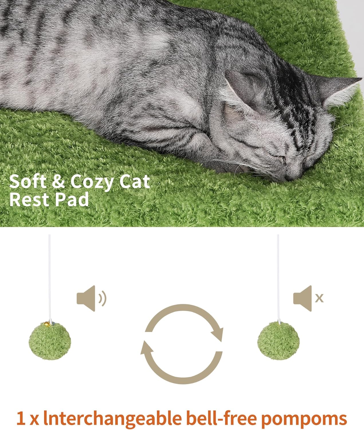 FourFurPets 43.7in 3-Tier Modern Cat Tree Tower Condo, Cat Scratch Posts for Indoor Cats, Big Plate, Two 19.7in Full Sisal Scratching Posts, White