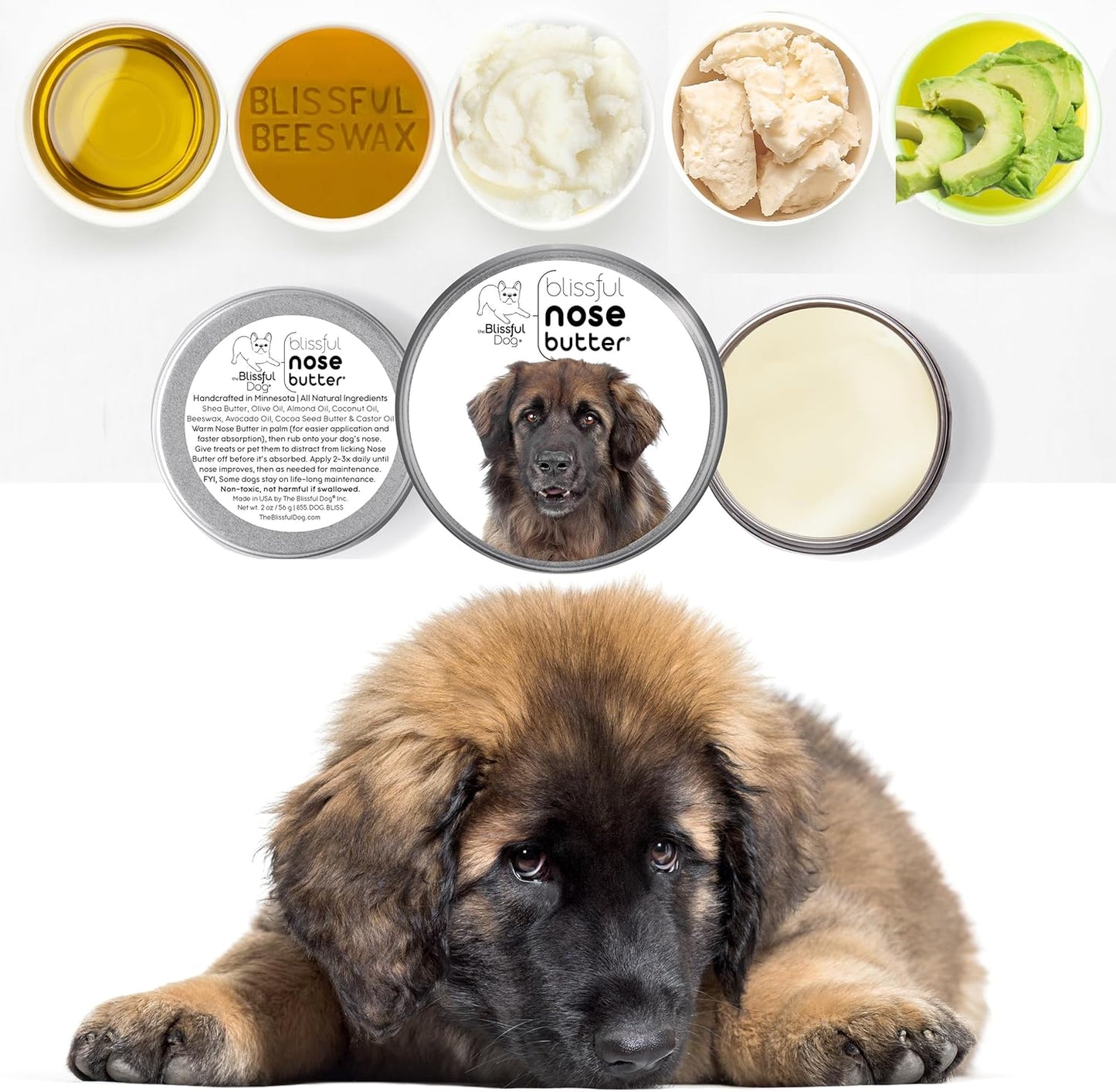 The Blissful Dog Leonberger Unscented Nose Butter - Dog Nose Butter, 2 Ounce