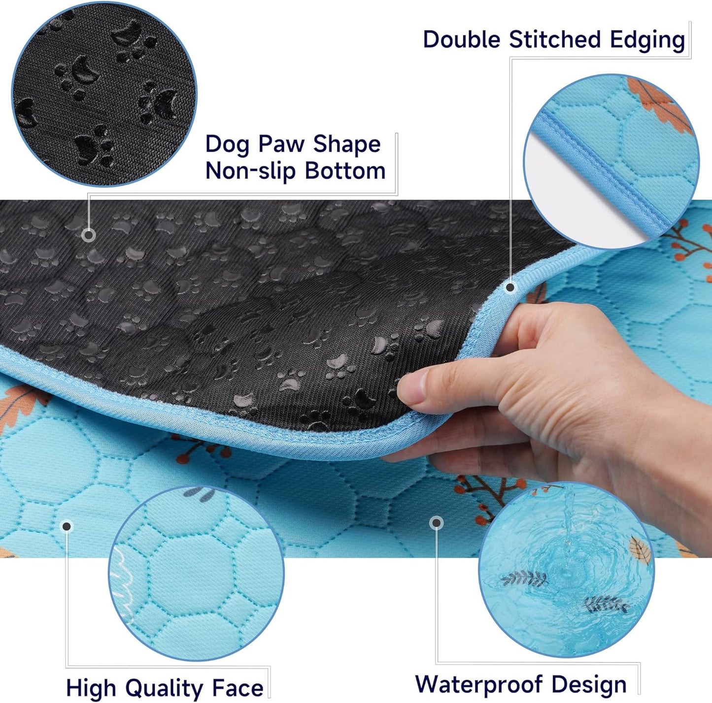 Sunheir Washable Pee Pads for Dogs Extra Large 48" x 60" 2-Pack, Reusable Puppy Pads Pet Training Pads for Dog Playpen Indoor, Waterproof Dog Pee Pads for Puppy Playpen, Whelping Pad - Sky Blue