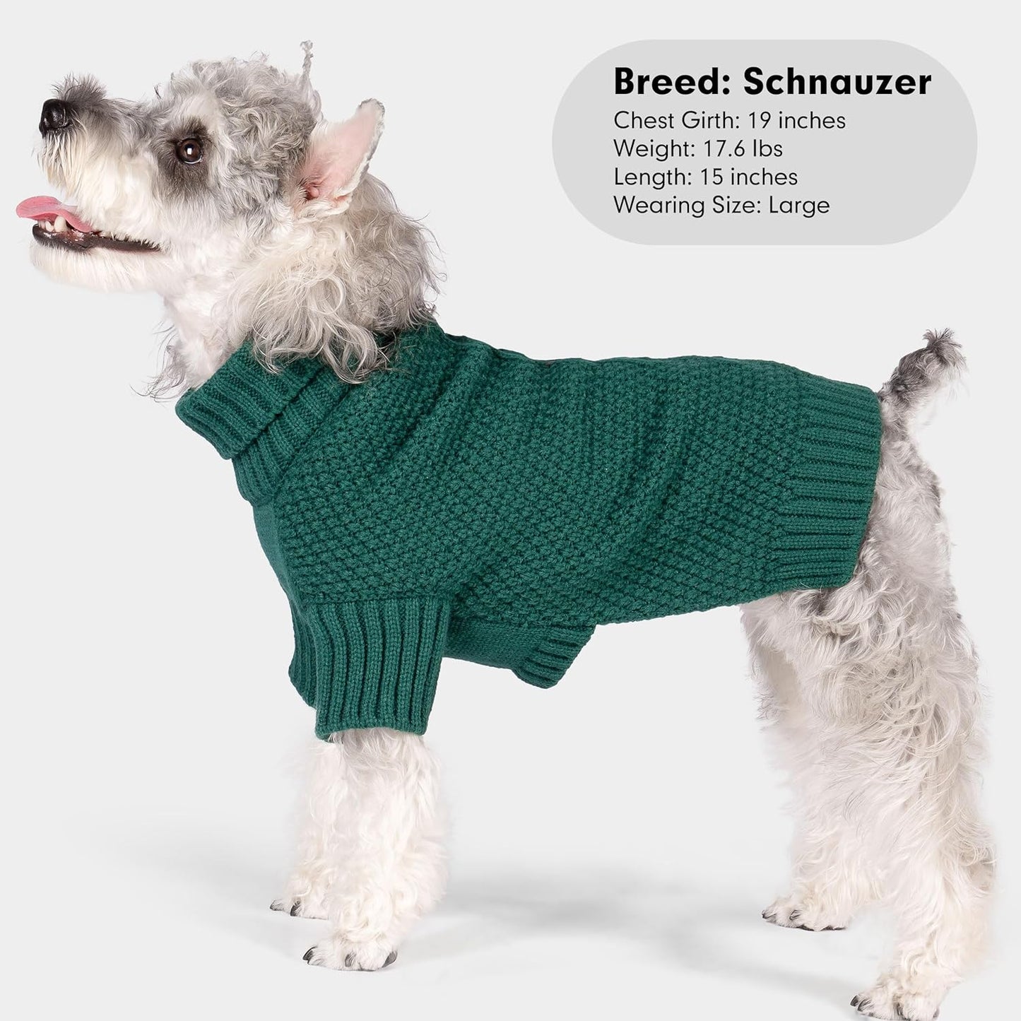 cyeollo Dog Sweater Pullover Turtleneck for Dogs, Classic Knitwear Fall Winter Cold Weather Dog Clothes Warm Pet Apparel Small Medium Large Dog Sweaters, Green XL