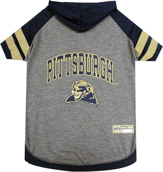 NCAA PTTSBURGH Panthers Hoodie for Dogs & Cats, X-Small Collegiate Licensed Dog Hoody Tee Shirt. Sports Hoody T-Shirt for Pets. College Sporty Dog Hoodie Shirt.