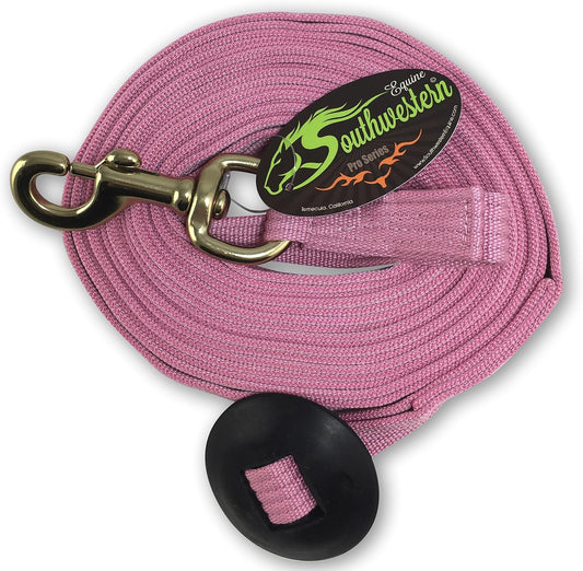 Southwestern Equine Lunge Line for Horses Cotton Horse Lunge Line with Bolt Snap & Rubber Stop (Pink, 24')