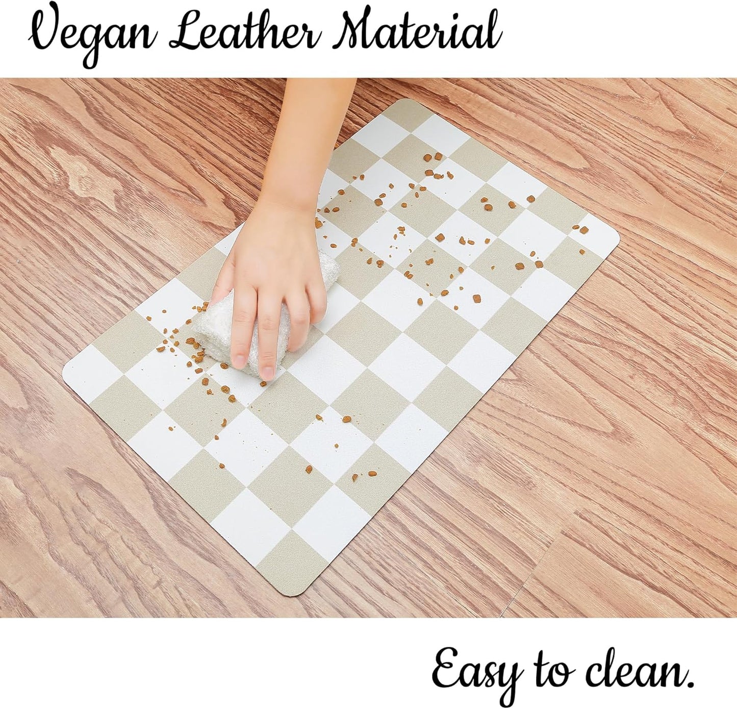 Ralxion Checkered Dog Feeding Mat, Absorbent Mats for Dog Food and Water Bowl, Dispenser, Retro Aesthetic Beige Khaiki Checkerboard Pet Placemat for Dogs, Cats, Puppy Accessories, 16" X 24”