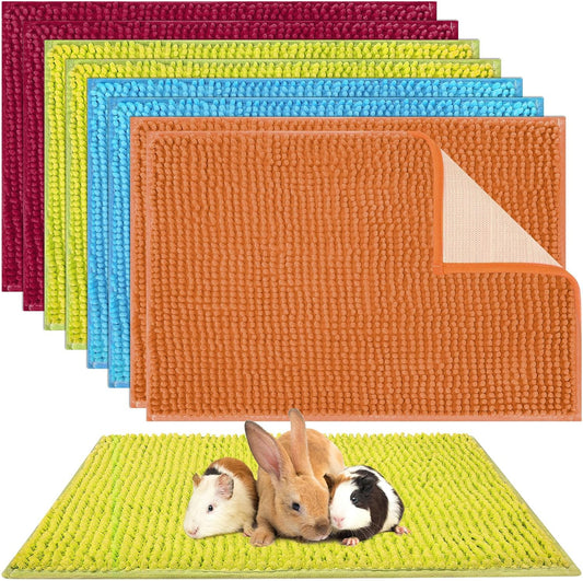 Barydat 8 Pcs Guinea Pig Cage Liner for Guinea Pig Cage Bedding Reusable Rabbit Mat Pad Washable Training Pad Animal Sleeping Bedding Mat(24x16'',Champagne, Lake Blue, Dark Purple, Grass Green)