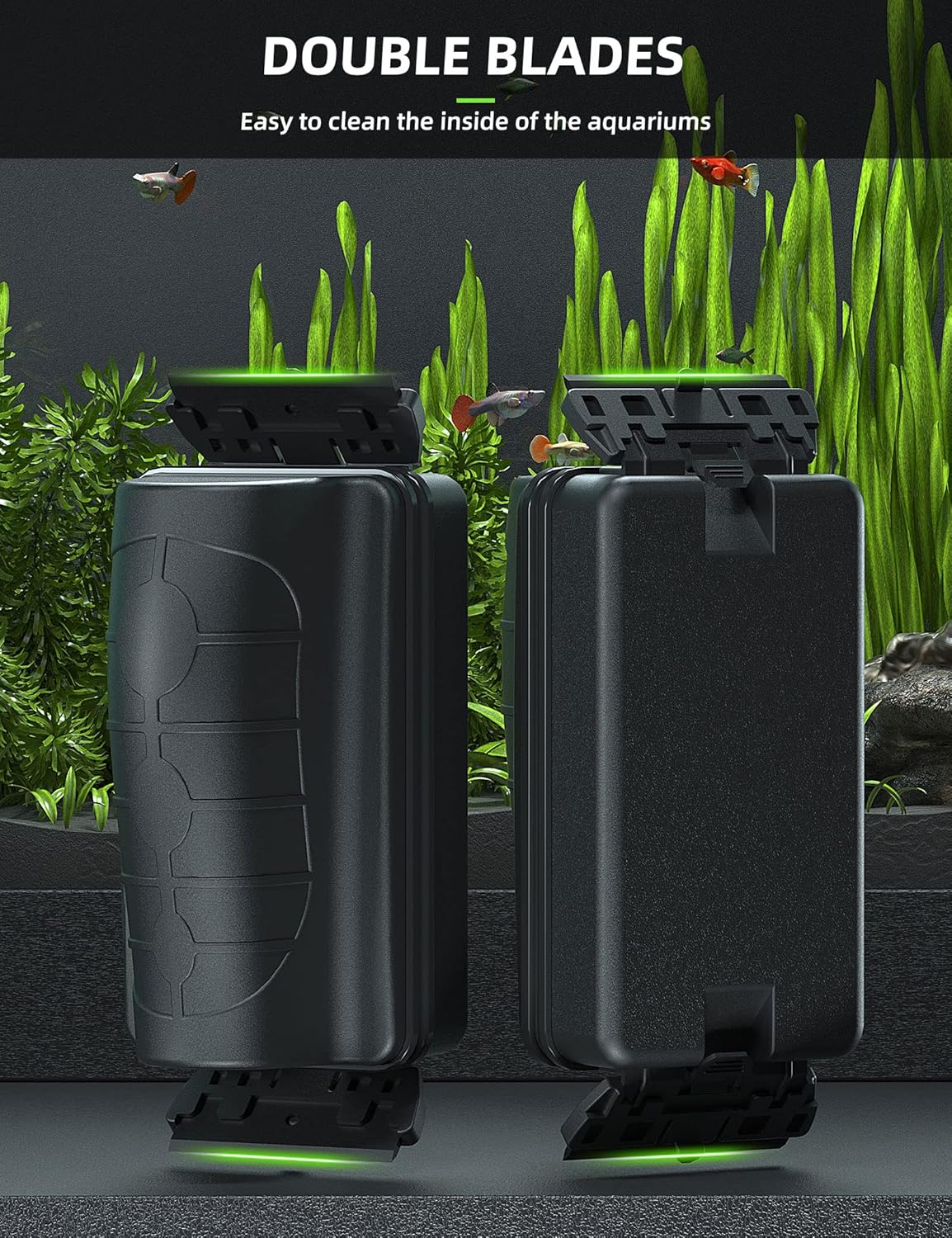 Jasonwell Magnetic Aquarium Fish Tank Cleaner Magnet Scraper for Glass Aquariums Cleaning Tools Scrubber Floating Brush (S)