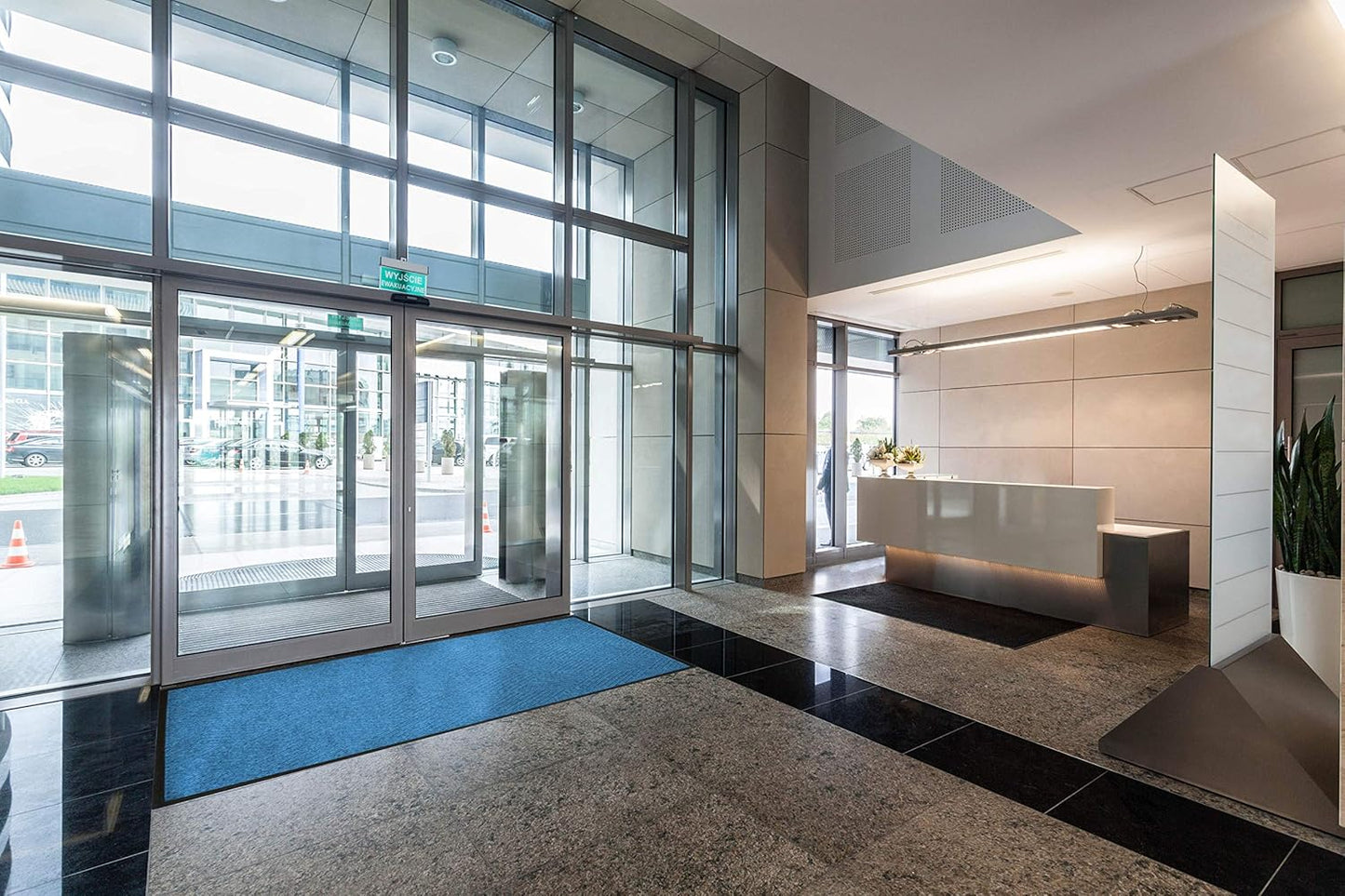 M+A Matting WaterHog Diamond | Commercial-Grade Entrance Mat with Rubber Border – Indoor/Outdoor, Quick Drying, Stain Resistant Door Mat (Grey, 6' x 12')