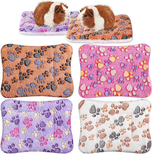 4 Pack Ultra Soft Dog Cat Bed Mat with Cute Prints Reversible Fleece Dog Crate Kennel Pad Cozy Washable Thickened Hamster Guinea Pig Pet Bed Mat for Small Animals(13 x 10 Inches,Vivid Color)