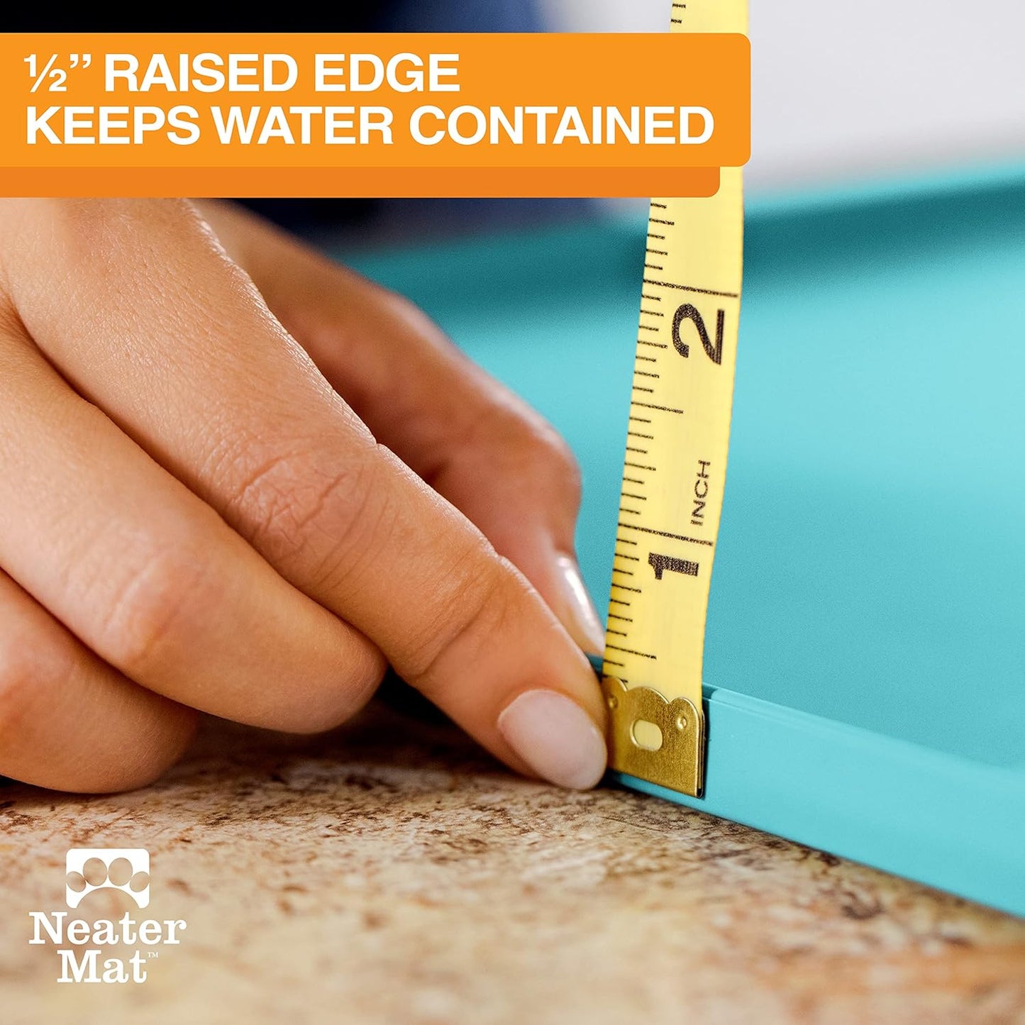 Neater Pet Brands Neater Mat Pet Mats for Food and Water, Cat & Dog Bowl Mat Waterproof Silicone, Feeding Tray, Dog Food Mats for Floors, Placemat w/Raised Edge for Under Bowls, 32" x 24", Aquamarine